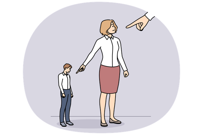 Businesspeople point with finger lay blame on colleague  Illustration