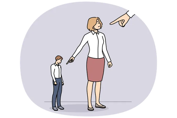 Businesspeople point with finger lay blame on colleague  Illustration