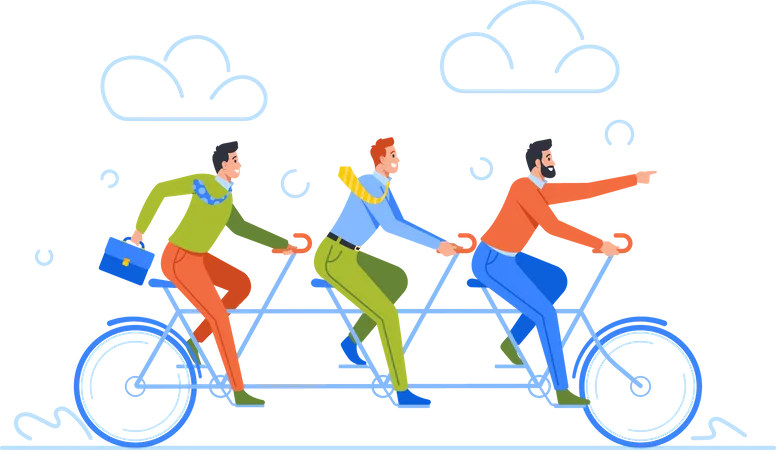 Businesspeople Team Riding cycle  Illustration