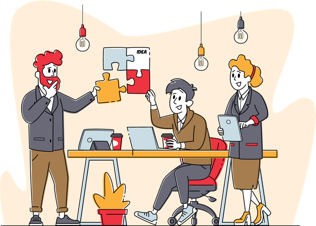 Businesspeople Teamwork Cooperation Illustration