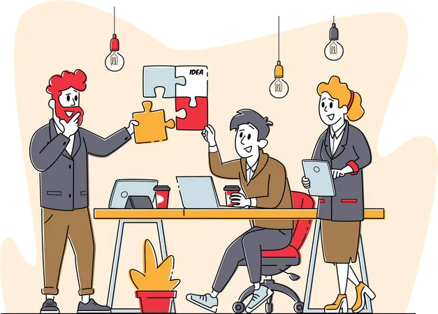 Businesspeople Teamwork Cooperation  Illustration