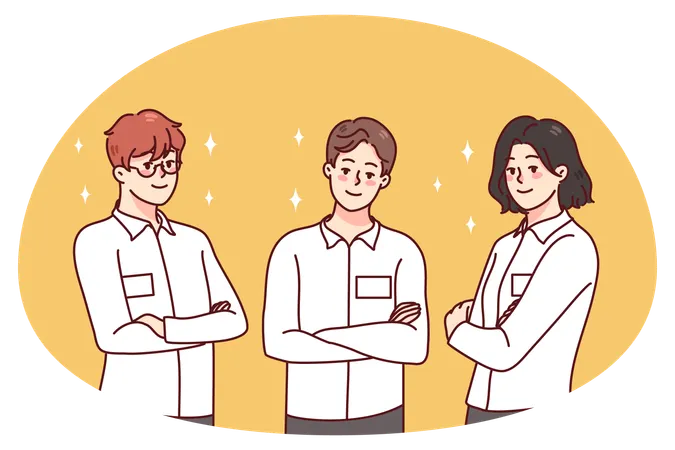 Businesspeople with ID badges posing  Illustration
