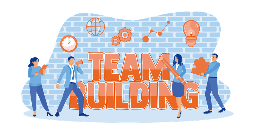 Businesspeople working on team building  Illustration