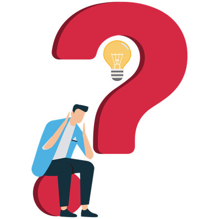 Businessperson Brainstorming Solutions with Question Marks  Illustration