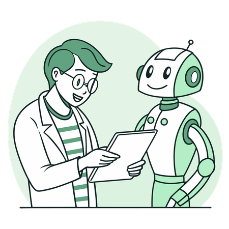 Businessperson doing ai collaboration  Illustration