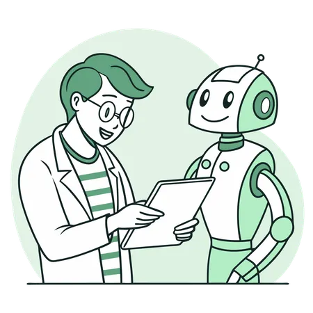 Businessperson doing ai collaboration  Illustration