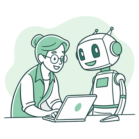 Businessperson doing ai collaboration  Illustration