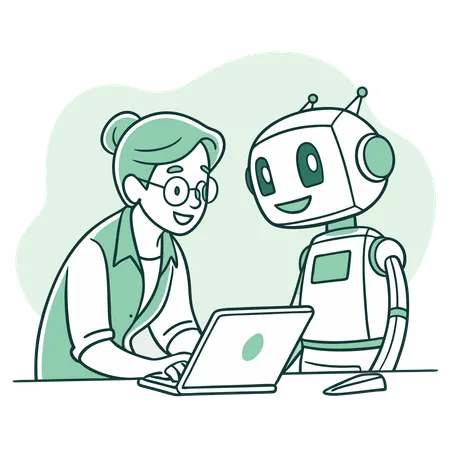 Businessperson doing ai collaboration  Illustration