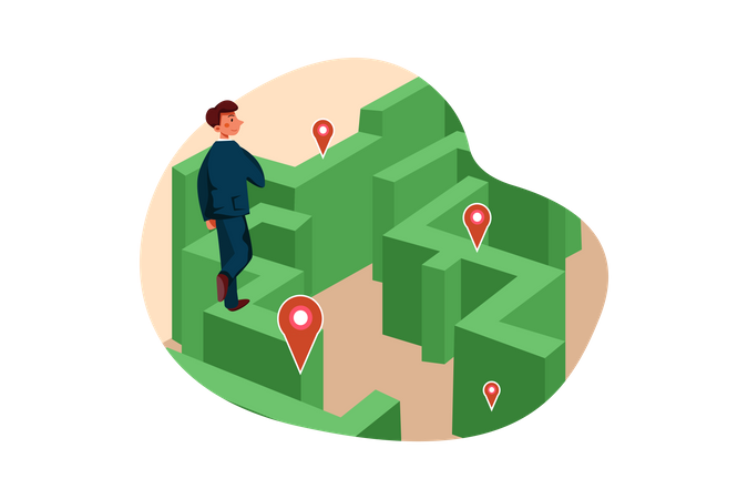 Businessperson finding investment locations Illustration
