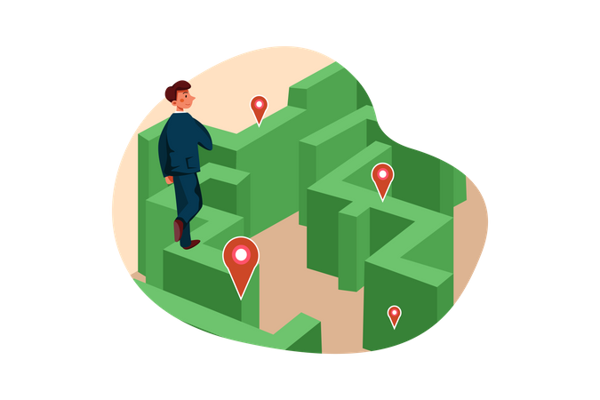 Businessperson finding investment locations  Illustration