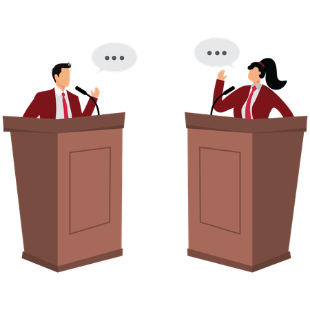Businessperson Giving Speech at Podium  Illustration
