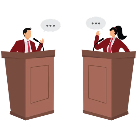 Businessperson Giving Speech at Podium  Illustration