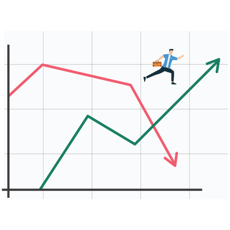 Businessperson Jumping Over Growing Arrow Graph  Illustration