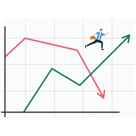 Businessperson Jumping Over Growing Arrow Graph  Illustration