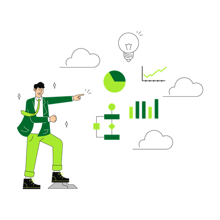 Businessperson Presenting Data Analytics  Illustration