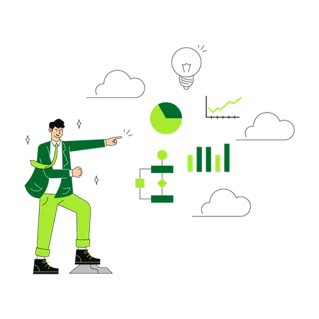 Businessperson Presenting Data Analytics  Illustration