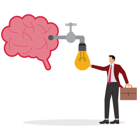 Businessperson Receiving Creative Ideas  Illustration