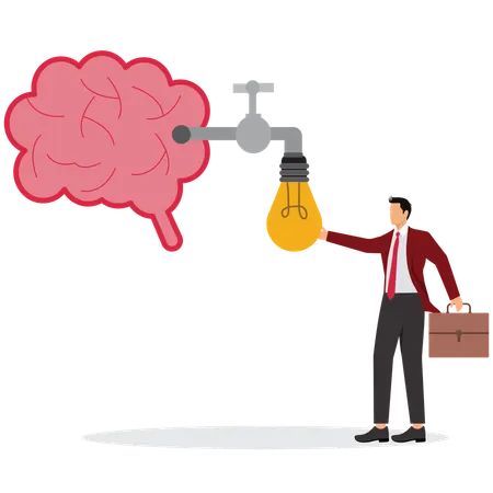 Businessperson Receiving Creative Ideas  Illustration