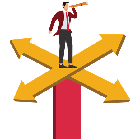 Businessperson Searching for Business Direction  Illustration