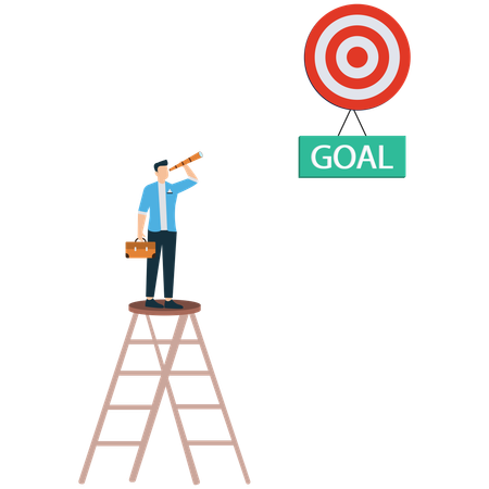 Businessperson Searching for Goal  Illustration