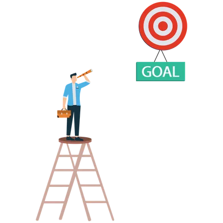 Businessperson Searching for Goal  Illustration