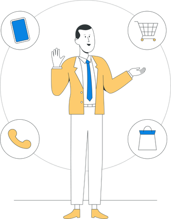 Businessperson showing online commerce  Illustration