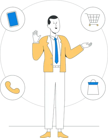 Businessperson showing online commerce  Illustration