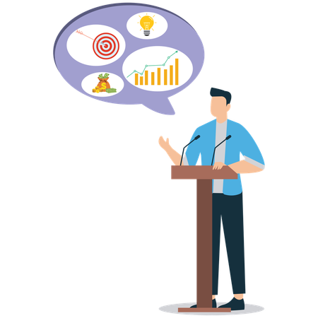 Businessperson Speaking About Success Goals  Illustration