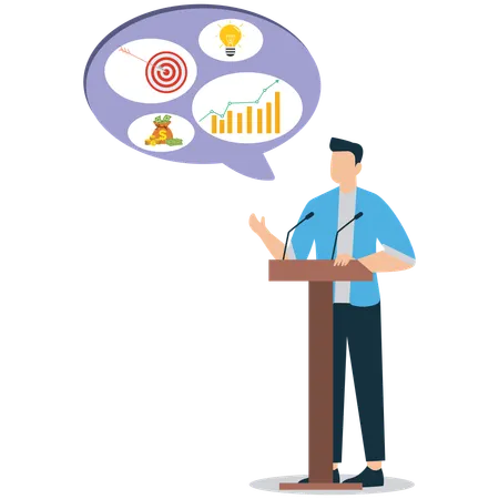 Businessperson Speaking About Success Goals  Illustration