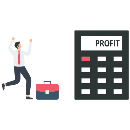 Businessperson with a profit calculator Illustration