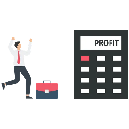 Businessperson with a profit calculator Illustration
