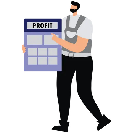 Businessperson with a profit calculator  Illustration