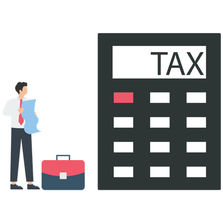 Businessperson with a tax calculator  Illustration
