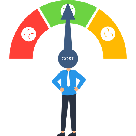 Businessperson with Cost Gauge Financial Measurement Budgeting and Economic Analysis  Illustration