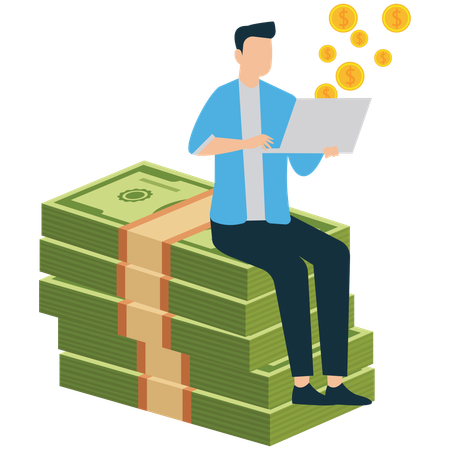 Businessperson Working Hard to Earn Money  Illustration