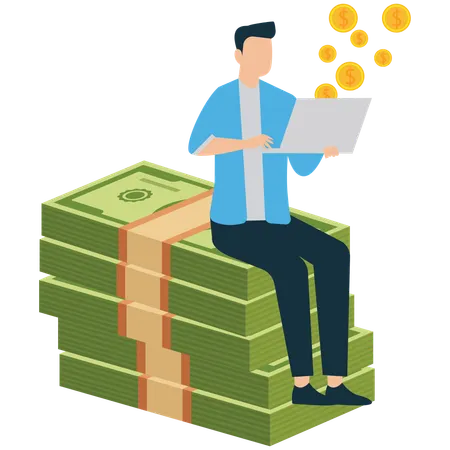Businessperson Working Hard to Earn Money  Illustration