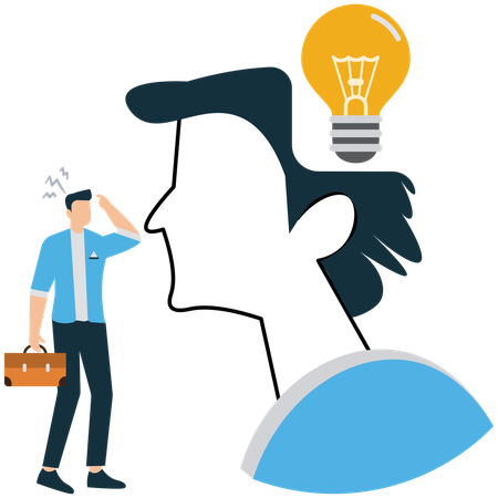 Businessperson working on business idea  Illustration