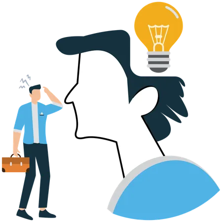 Businessperson working on business idea  Illustration