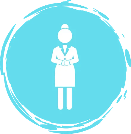 Businesswoman Turquoise Cirlce Portrait Stamp Style Businessperson Woman Avatar Logo Wearing Office Suit Dress Keeping Dresscode Anonymous Lady Creative Web Icon Label Office Employee Illustration