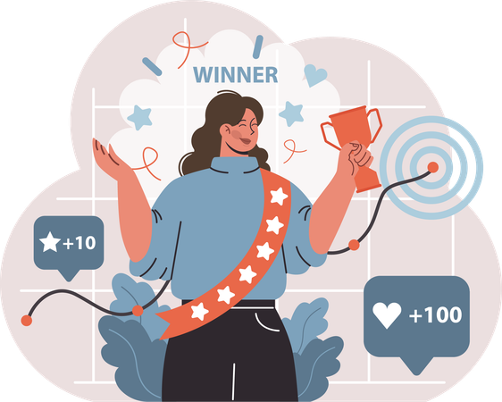 Businesswoman achieves best businesswoman award  Illustration
