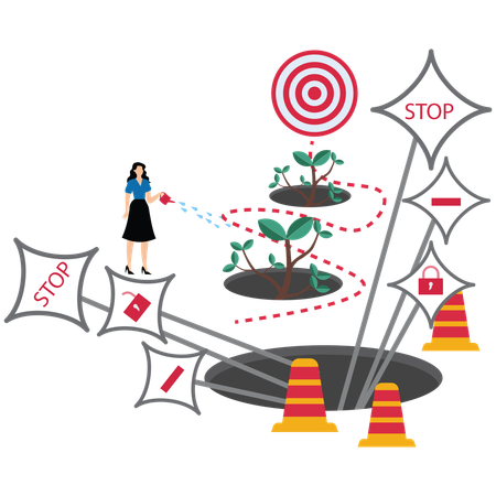 Businesswoman Achieves business goal  Illustration