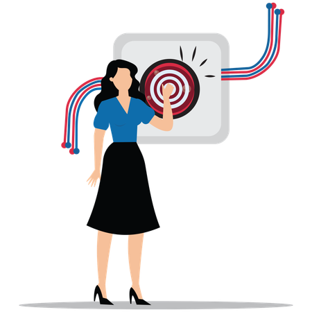 Businesswoman achieves Target goal achievement  Illustration
