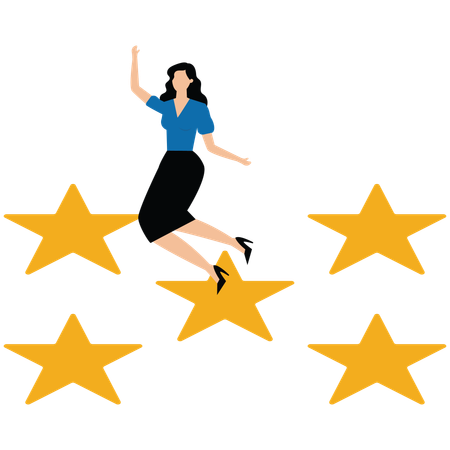 Businesswoman achieving business rating  Illustration