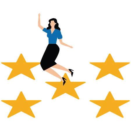 Businesswoman achieving business rating  Illustration