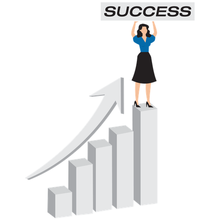 Businesswoman achieving business success  Illustration