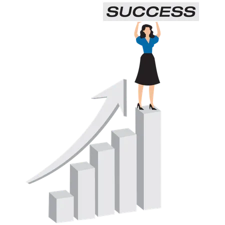 Businesswoman achieving business success  Illustration