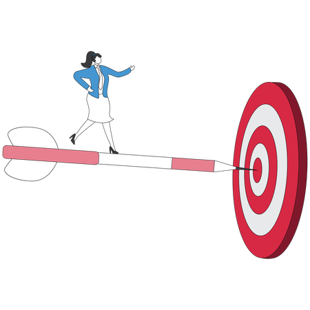 Businesswoman achieving business target  Illustration