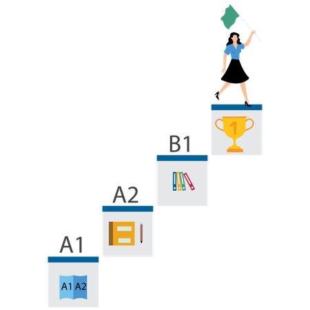 Businesswoman achieving business target  Illustration