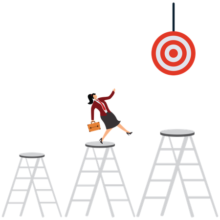 Businesswoman achieving business target  Illustration