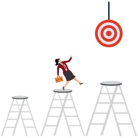 Businesswoman achieving business target  Illustration